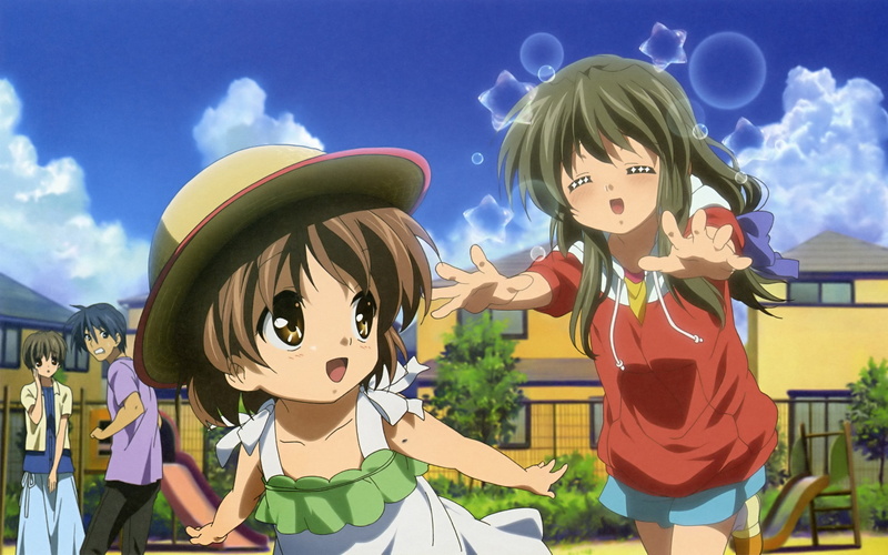 2K, nature, Tomoya Okazaki, child, innocence, representation, sky, front view, girls, costume, real people, anime girls, females, Ibuki Kouko, sunlight