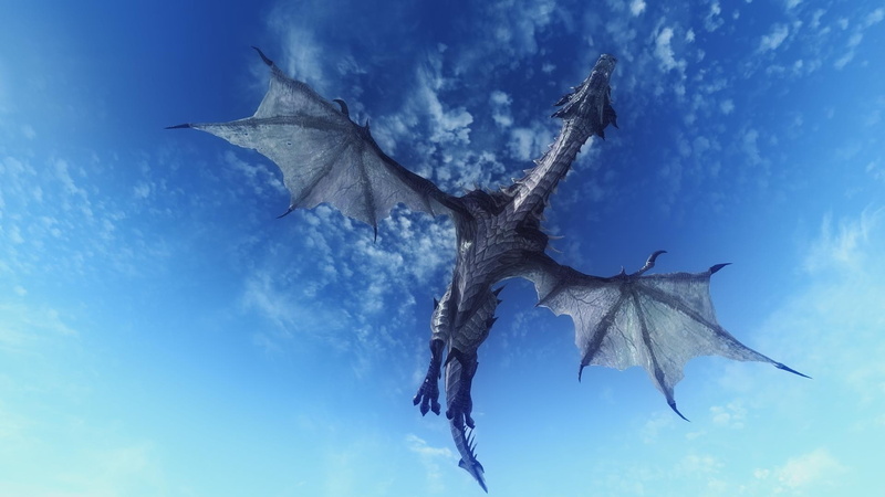 1080P, fantasy art dragon flying sky dragon wings tail clouds digital art scales claws the elder scrolls v skyrim