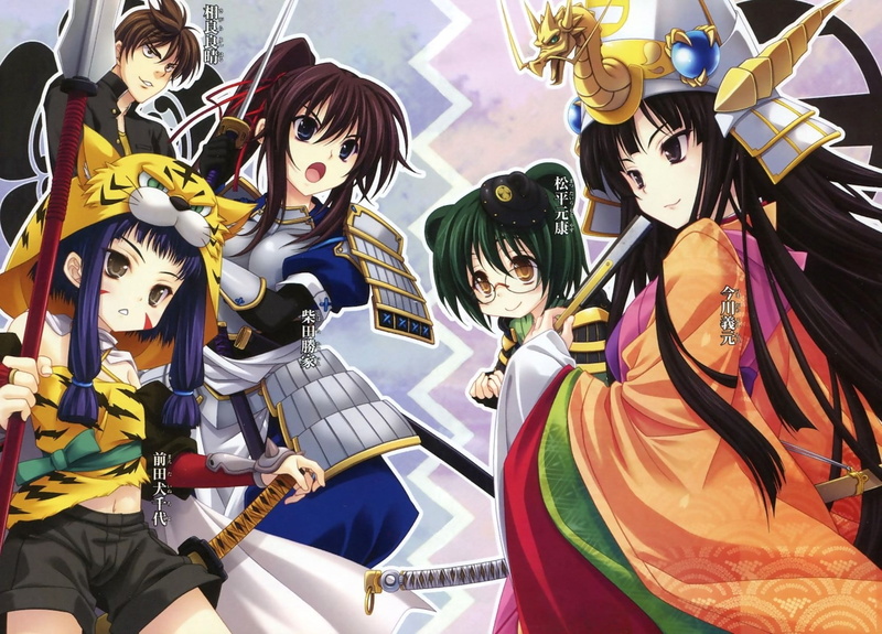 Niwa Nagahide, Sagara Yoshiharu, Shibata Katsuie, creativity, human representation, Oda Nobuna no Yabou, anime girls, clothing, Maeda Inuchiyo, people