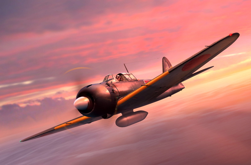 Japanese Navy, speed, painting, flying, air vehicle, A6M5 Zero, nature, on the move, Aircraft, Fighter, Mitsubishi, aerial view, mid-air, no people, mode of transportation
