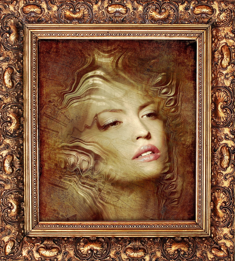 ornate, museum, baroque, vintage, baguette, gold, retro, picture, women, russia, decorative, adult, gilding, contemplation, element, abstract, wooden frame