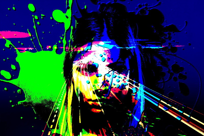 paint, hairstyle, background, splatter, lights, pop art, portrait, young adult, gradient mask, digital art, illuminated, human face, hard mix