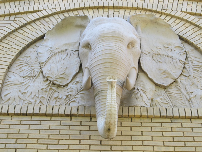 gray, animal trunk, brick, african elephant, animal head, animal themes, creativity, building, pattern, vertebrate, art and craft, outdoors, design, stone