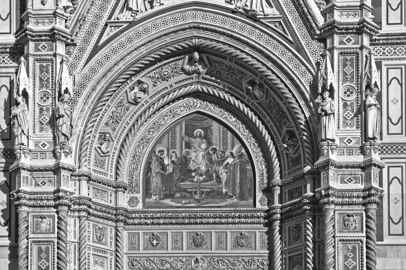 catholic, fresco, history, gothic, fiore, black white, travel destinations, art and craft, sculpture, old, place of worship, no people, built structure