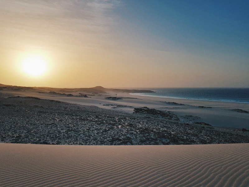 land, beauty in nature, tranquil scene, scenics - nature, horizon, beach, non-urban scene, sunset, 4K, moon, water, dessert, arid climate, horizon over water