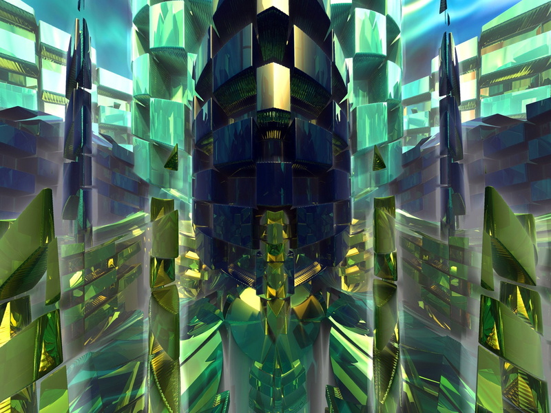 Green, Mandelbulb 3D, Glass, Abstract, Digital Art, CGI, Fractal, Dark, 3D, Artistic, 1080P