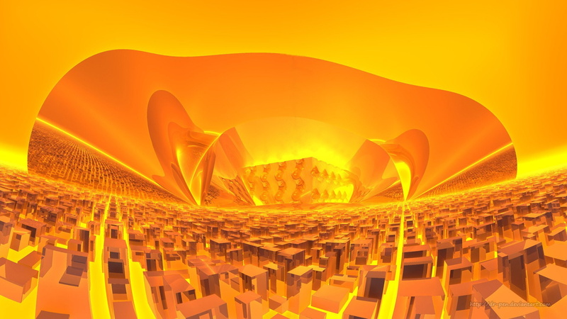 3D, Artistic, Orange, Mandelbulb 3D, Yellow, Abstract, Digital Art, Fractal, CGI, Geometry, 1080P
