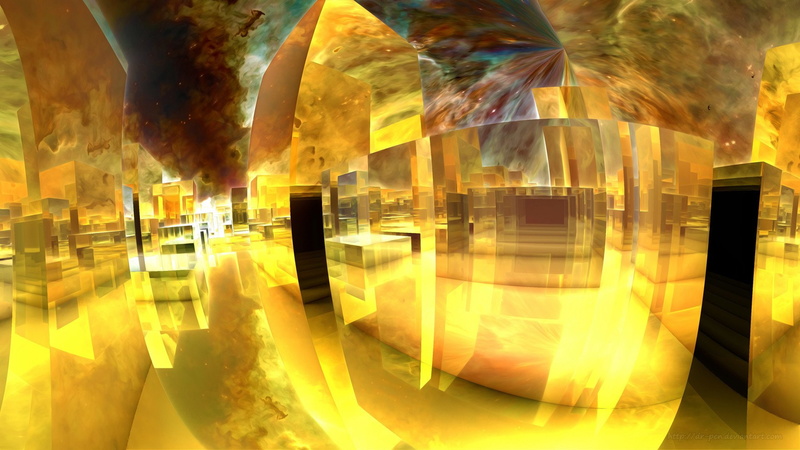 Mandelbulb 3D, Gold, Abstract, Artistic, Fractal, 3D, City, Architecture, 1080P, Yellow, CGI, Digital Art