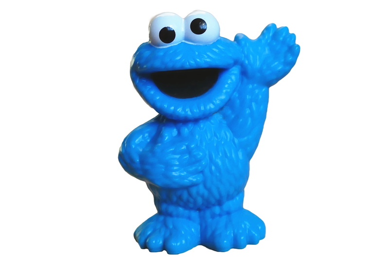 childhood, blue, toys, toy, cookie monster, studio shot, white background, cookie, animal themes, turquoise colored, happiness, child, cut out, craft, no people