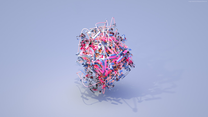 objects, pink HD, 3D, 2K, blue