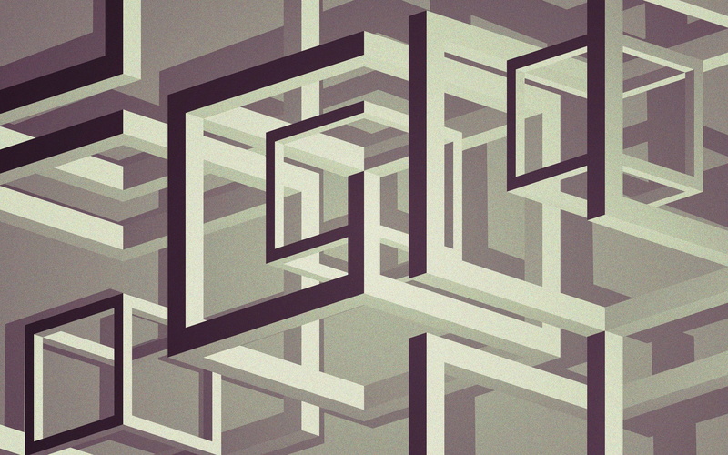 2K, digital art abstract cube lines 3d 3d object monochrome optical illusion artwork