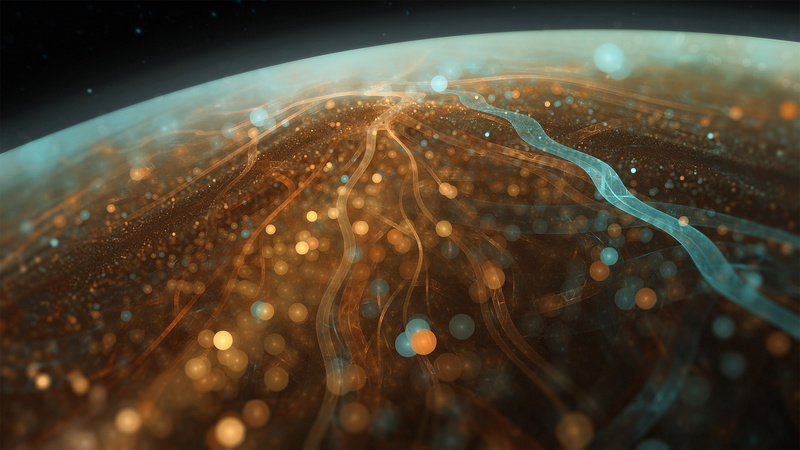 2K, abstract, wavy lines, digital art, glowing, sphere, fractal