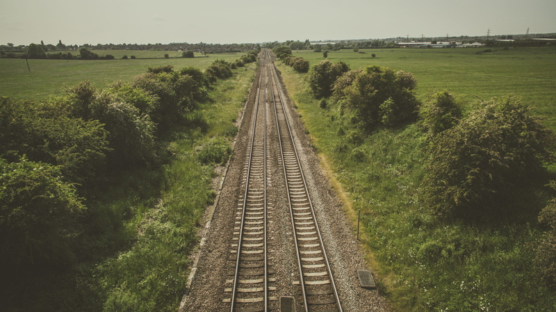 transportation, outdoors, land, landscape, grass, rail transportation, railroad track, rail, the way forward, nature, field, railroad, 4K, growth, parallel