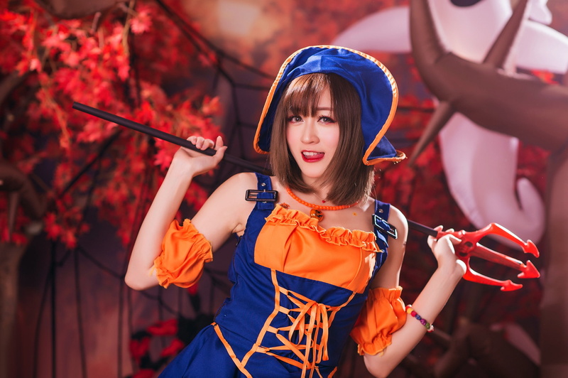 autumn, Halloween, Trident, costume, Asian, outfit, image, background, face, photoshoot, style, cosplay, smile, girl, holiday, 1080P