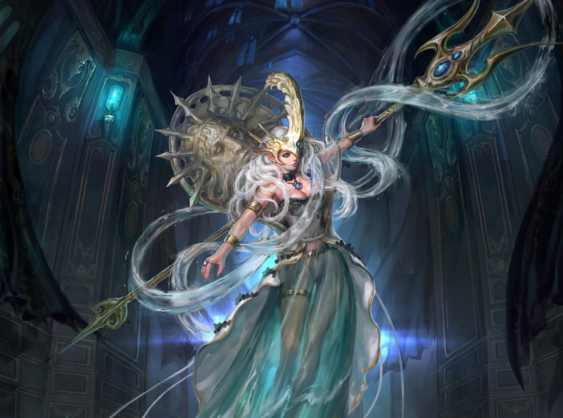 Trident, Poseidon, dress, goddess, 2K, girl