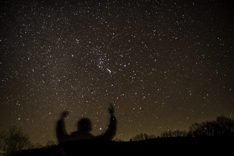 shadow, arms raised, star field, nature, human arm, men, sky, echo bluff state park, person, State Park, photos, two people, space, state, scenics - nature