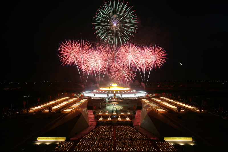 dhammakaya pagoda, city, arts culture and entertainment, new years eve, night, event, wat, exploding, phra dhammakaya, celebration, built structure, red