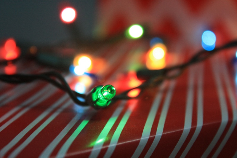 merry, lighting, indoors, no people, lighting equipment, pinstripe, chevron, present, focus on foreground, wrapping, blue, xmas, decoration, red, christmas