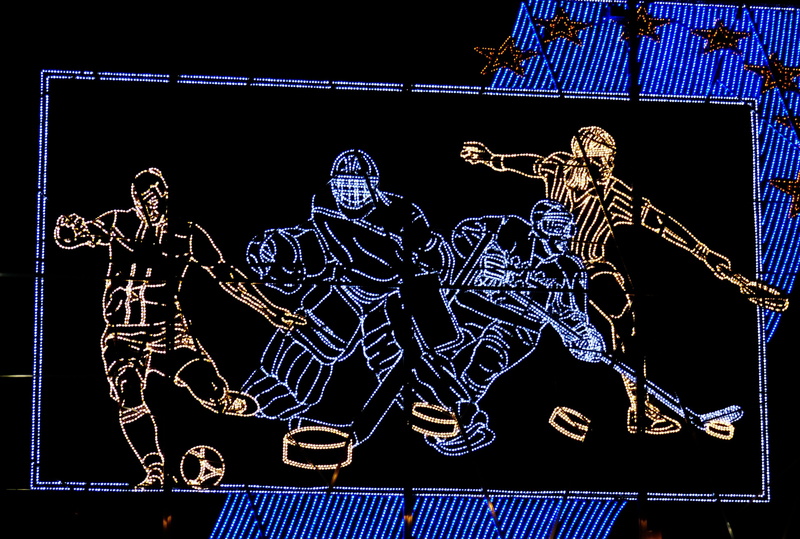 blue, technology, art and craft, 4K, black background, night, motion, studio shot, billboard, people, representation, ice hockey, human representation