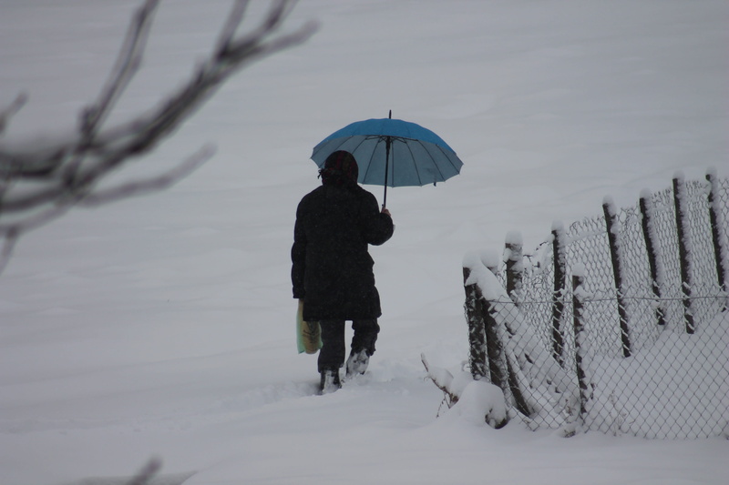 snowcapped mountain, one man only, Cold, Outdoor, standing, umbrella, one person, real people, rear view, protection, rain, white, nature, covering, People