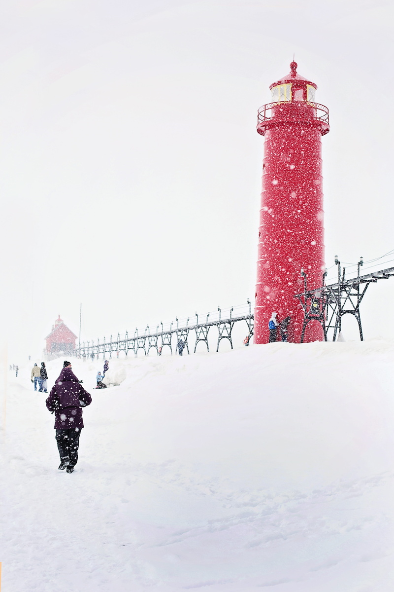 security, guidance, architecture, human, sky, safety, ice, lighthouse, snowcapped mountain, outdoors, built structure, covering, frozen, real people, activity