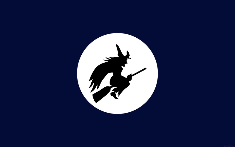 witch, 2K, graphics, shadow, moon, riding, silhouettes, night, broom, halloween