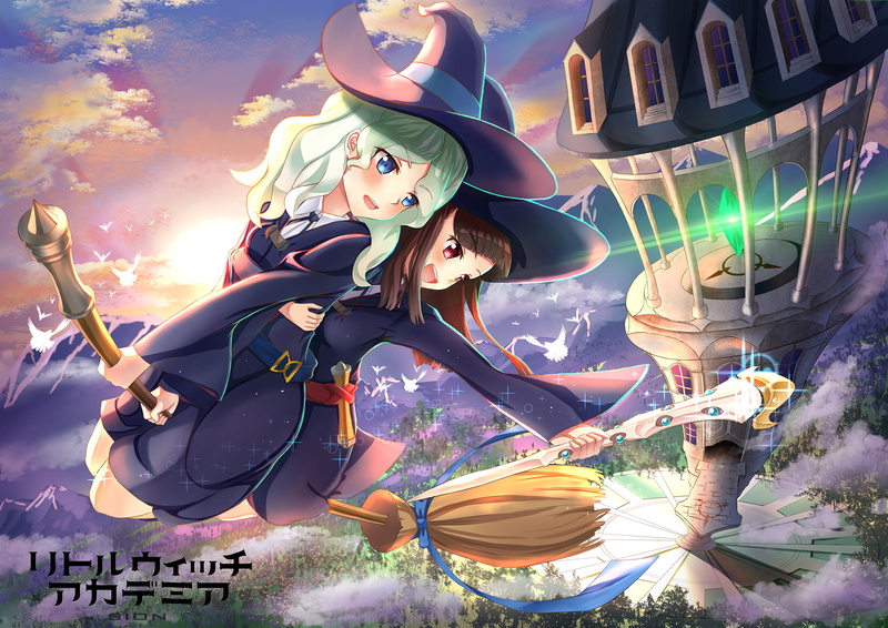 witch, 1080P, diana cavendish, Kagari Akko, broom, Little Witch Academia