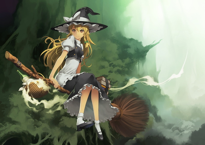 day, green color, Hat, one animal, Girl, one person, 720P, Broom, clothing, nature, real people, representation, arts culture and entertainment, animals in the wild