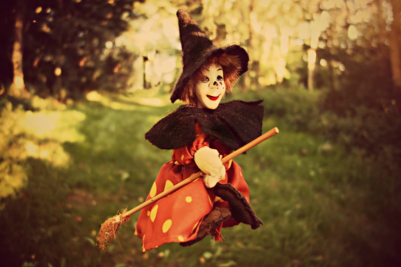 broomstick, doll, toy witch, females, plant, land, daytime, lifestyles, toy, holding, park - Man Made Space, outdoors, female witch, broom, women, childhood