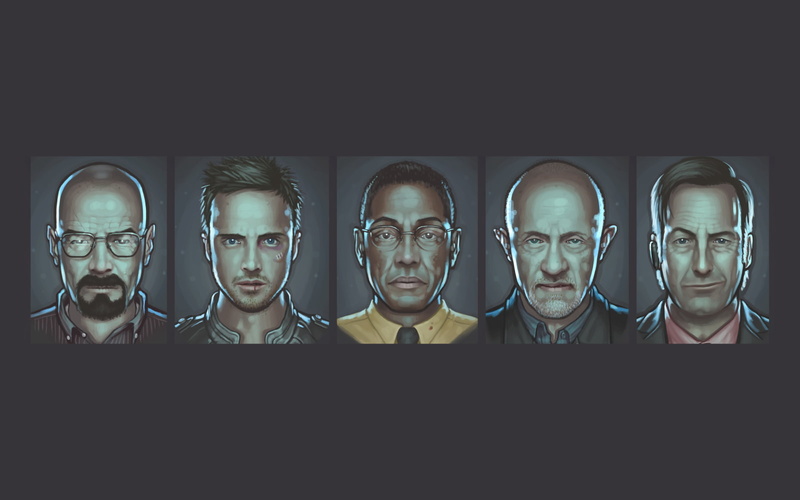 Breaking Bad, 720P, collage, Jessie Pinkman, Walter White, Gustavo Fring, simple background