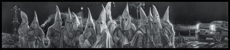 Artist Vincent Valdez, panoramic, Paints, 4K, parody, The Ku Klux Klan, reality