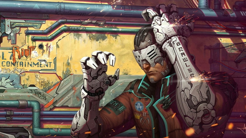 futuristic, cyberpunk, graffiti, power, cover, creativity, 720P, men, cyborg, craft, representation, male likeness, technology, built structure, mural