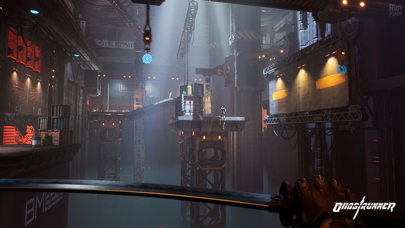 katana, factory, video games, 1080P, science fiction, Ghostrunner, factories, screen shot, futuristic, weapon, cyberpunk