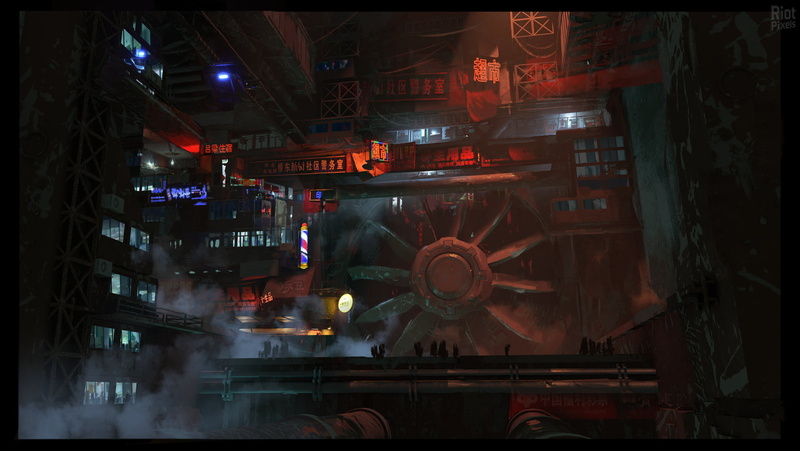 cyberpunk, neon lights, concept art, smoke, digital art, futuristic, artwork, neon, 2D, Ghostrunner, 720P, science fiction, hieroglyphs, video games