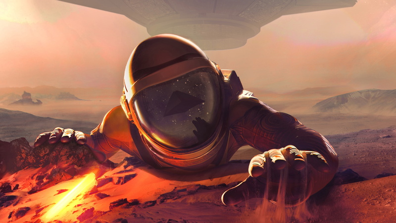 VR, helmet, poster, 4K, man, 4k, black, wearing, Downward Spiral: Horus Station, astronaut, digital, brown