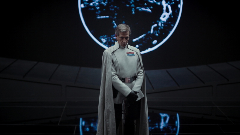 stands, planet, Ben Mendelsohn, hologram, Rogue One: A Star Wars Story, Best Movies of 2016, uniform, near, white, 4K, cape, man