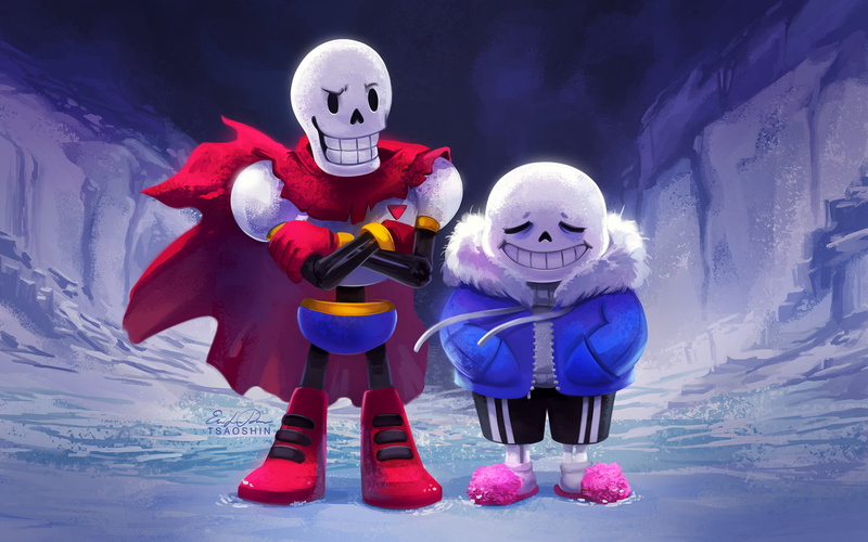 winter, blue, toy, fun, clothing, characters, snowman, Undertale, childhood, 1080P, celebration, nature, snow, cold temperature, skeleton, people
