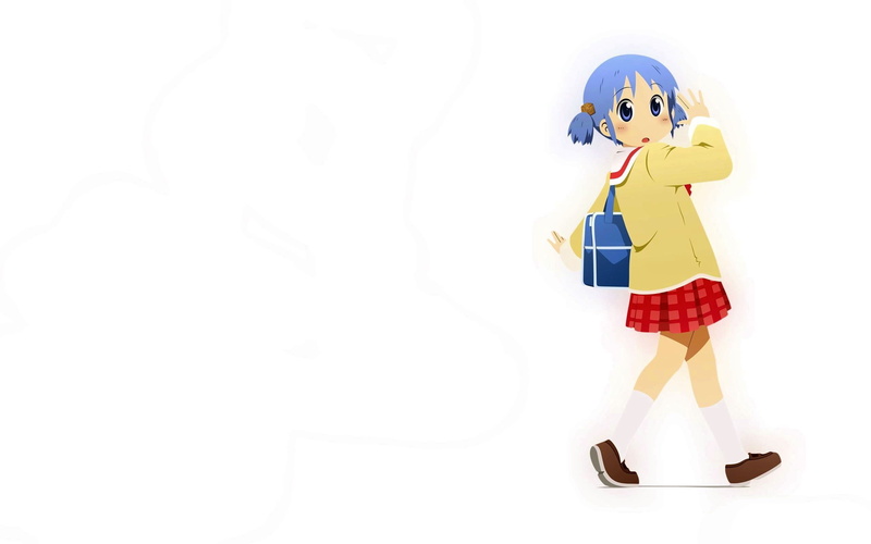 full length, childhood, 2K, human representation, fun, white background, small, Nichijou, Naganohara Mio, child, toy, costume, studio shot, copy space