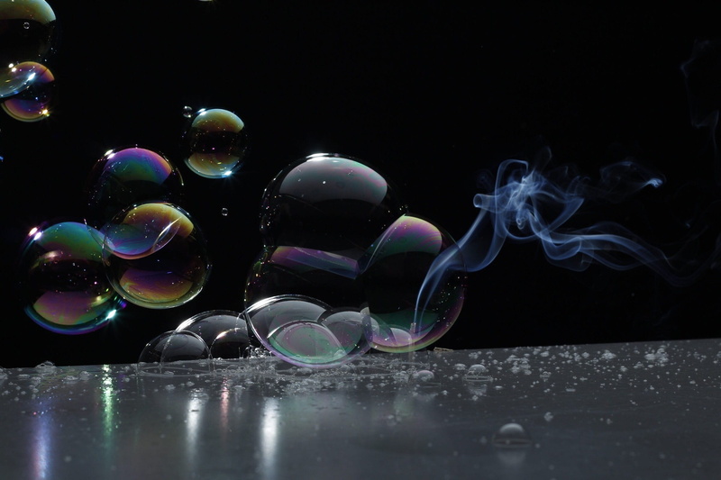 mirroring, lightweight, black, slightly, reflection, incense, close-up, soap sud, oily, mid-air, indoors, colorful, illustration, multi colored, sphere