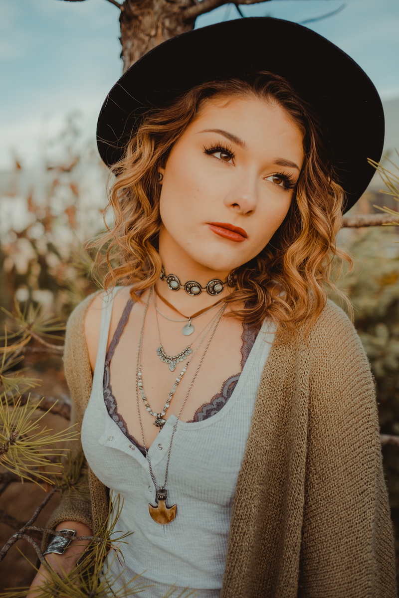 black, outdoors, fashion, hat, young adult, cardigan, one person, front view, neckline, 4K, henley, tank, top, portrait, wearing, woman, young women, women