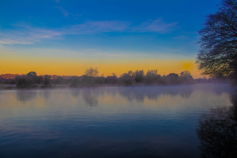 henley-on-thames, sunset, reflection lake, nature, mist, plant, reflection, no people, tranquil scene, dusk, beauty in nature, uk, tranquility, river, non-urban scene