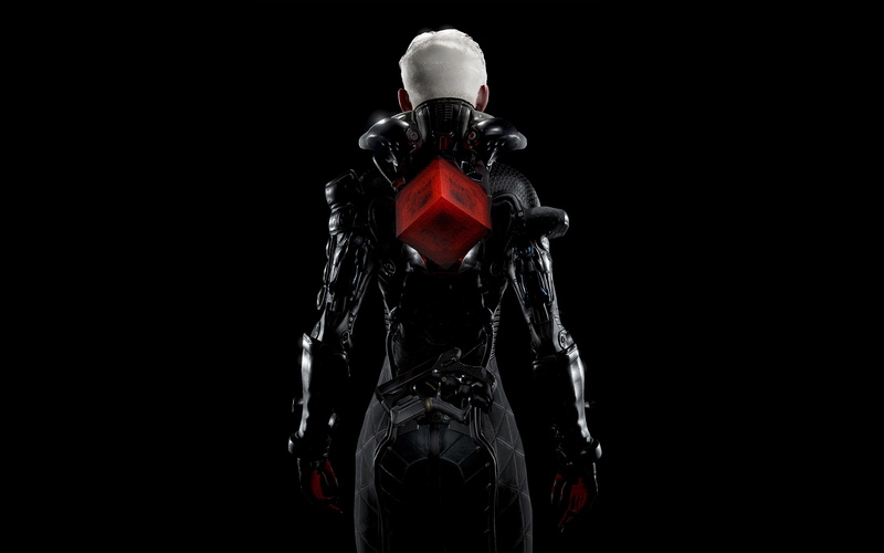 Game, machinery, copy space, red, representation, standing, k, weapon, portrait, clothing, black background, dark, 2K, black color, Echo, technology, one person