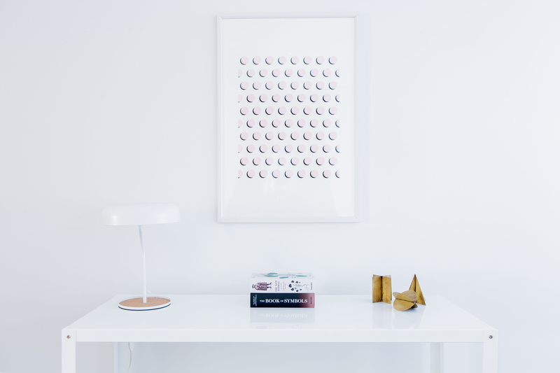 painting, light, decor, large group of objects, no people, desk, interior, workspace, domestic room, artwork, close-up, medical clinic, poster, document