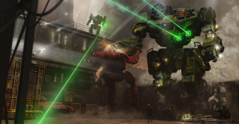 weapons, Mechwarrior Online, robots, 4K, soldiers, giant, base, art, laser, shots