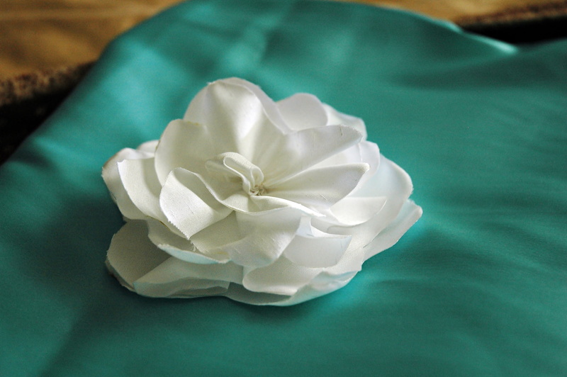 flower head, trend, flowering plant, white, feminine, close-up, elegant, fabric flower, turquoise colored, stylish, flower, fashionable, crumpled, focus on foreground
