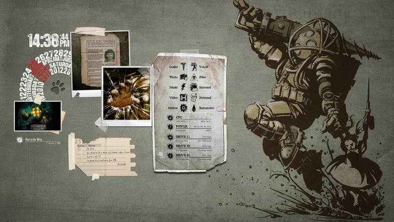 video games, Rainmeter, Rapture, Mr Bubbles, Little Sister, BioShock, Big Daddy, 1080P
