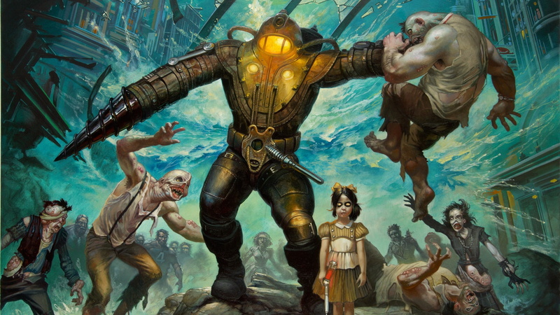 2K, hd, video, big daddy, bioshock, splice, little sister, art, big, games, little, daddy, sister