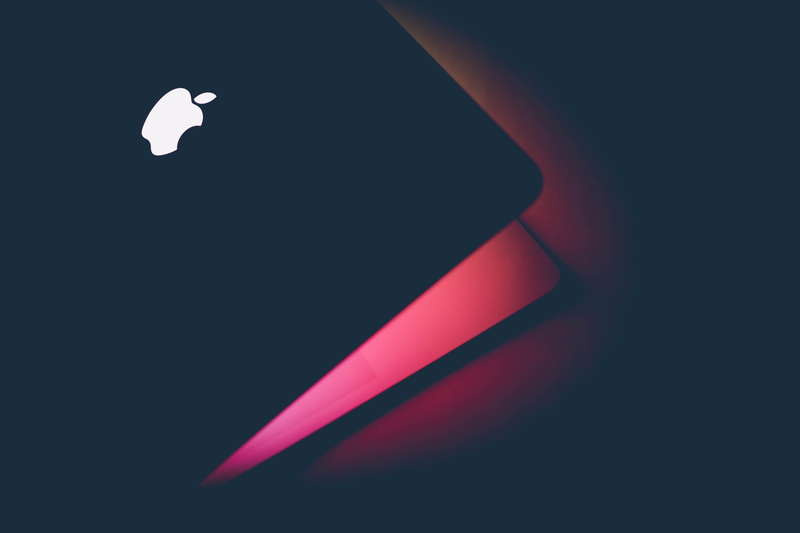 dark, lighting equipment, macbook, bright, apple, light - natural phenomenon, shining, event, pro, black background, light, red, neon, back, design, nature