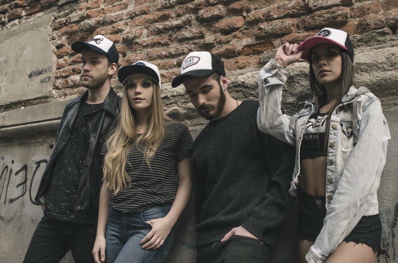 lifestyles, wall, friendship, four, 4K, young adult, building, men, near, real people, day, casual clothing, young men, leisure activity, group of people