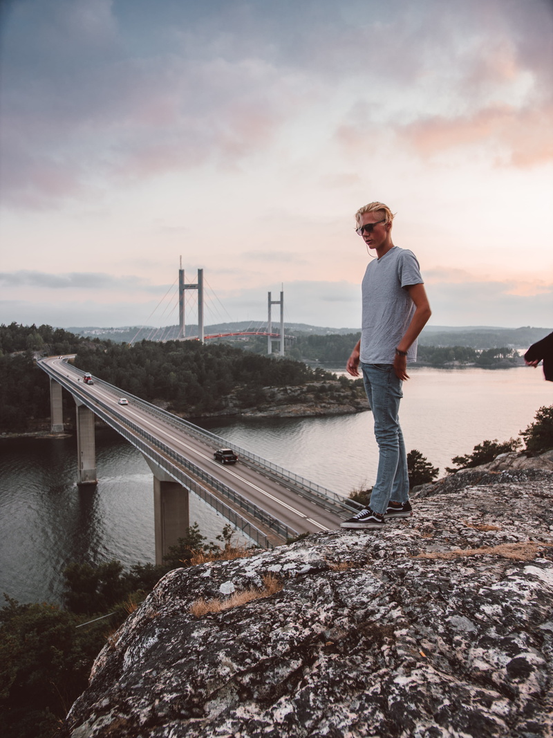 fashion, close-up, streetwear, human, young man, vans, sunset, person, hill, cloud - sky, evening sun, sky, stands, pose, fashionable, man, posing, male